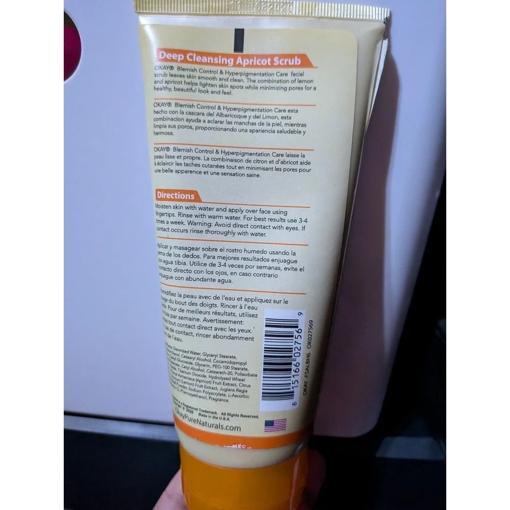 Apricot Lemon Scrub *NEW* OKAY Blemish Control & Hyperpigmentation Full Size 6oz